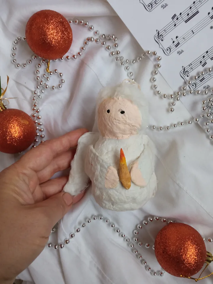 Handmade Angel Figurine with Candle: Perfect Decor for Christmas or Easter. Xmas tree toy
Description: