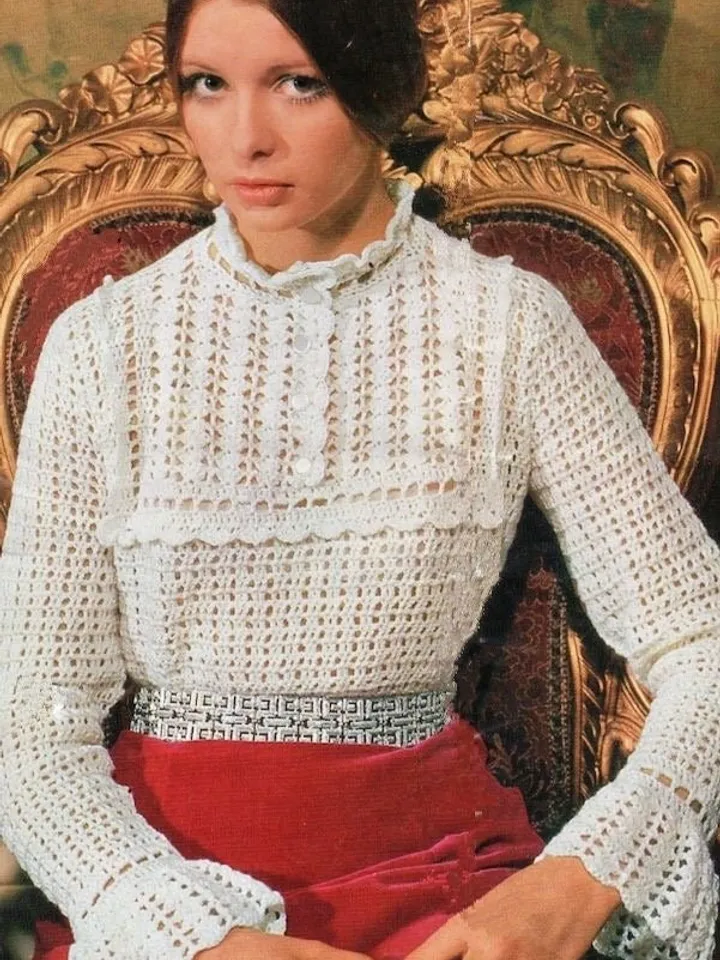 Blouse crochet pattern, Victorian blouse Crochet pattern ,lacy sweater crochet pattern, ruffles sweater crochet