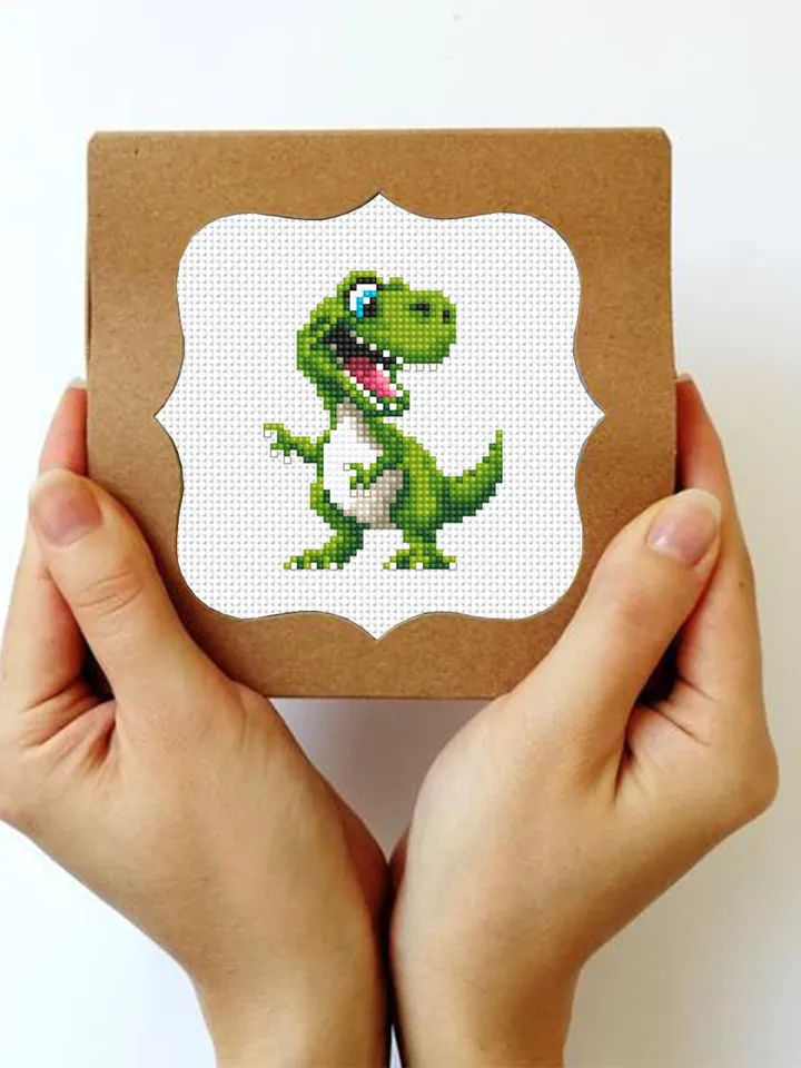 Dinosaur cross stitch pattern PDF download Set of 4 small t rex cross stitch chart, Cute dino pattern digital PDF, Jurassic animals #D15