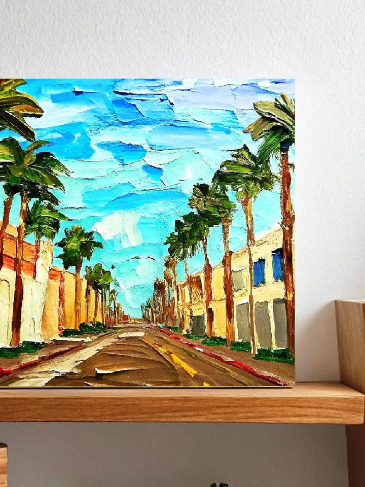 Los Angeles Painting Street Original Art Impasto Scene Sunset Boulevard Impressionist Oil Painting Palm Trees Car Cityscape Art Gift