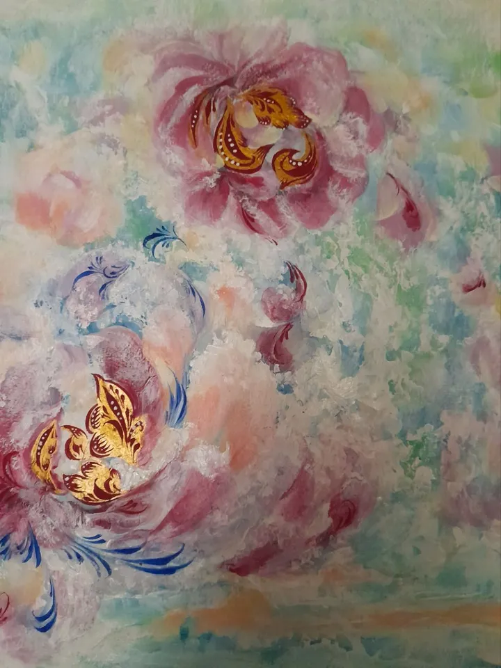 Abstract Flowers Modern Khokhloma