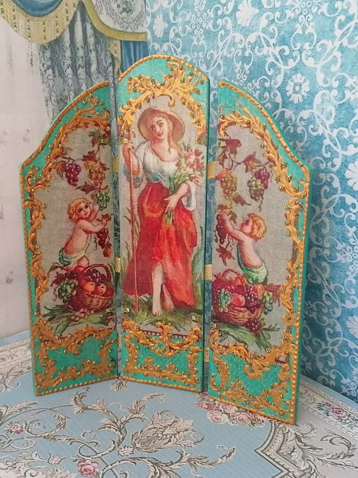 Handmade screen for a dollhouse. 1:12