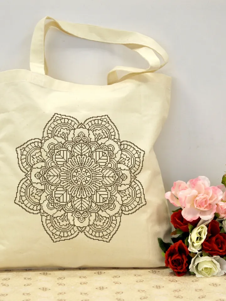 Flower mandala cross stitch pattern download PDF Easy floral ornament cross stitch chart, Mandala embroidery beginner, DIY Home decor #M12
