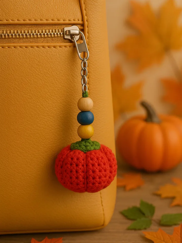 Crochet Halloween Pumpkin Keychain Pattern - Stylish Halloween Easy Crochet Pattern