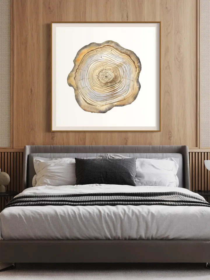 Tree Stump Print Tree Ring Watercolor Wall Art Wood Cut Art Forest Decor Tree Ring Painting Scandinavian Print Minimalist Poster Watercolor