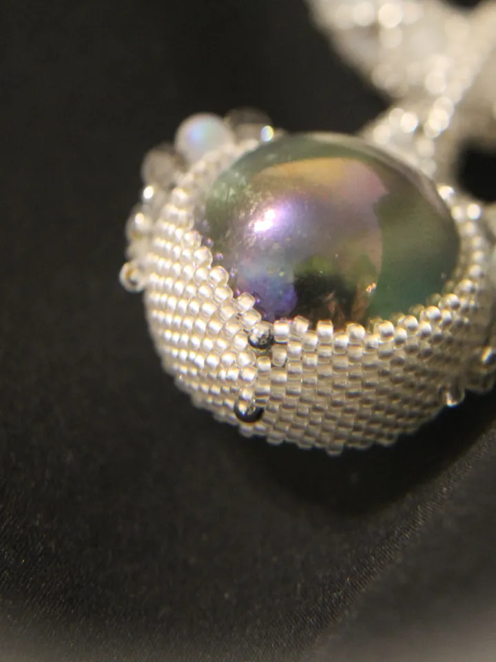 Round glass pendant with agate necklace