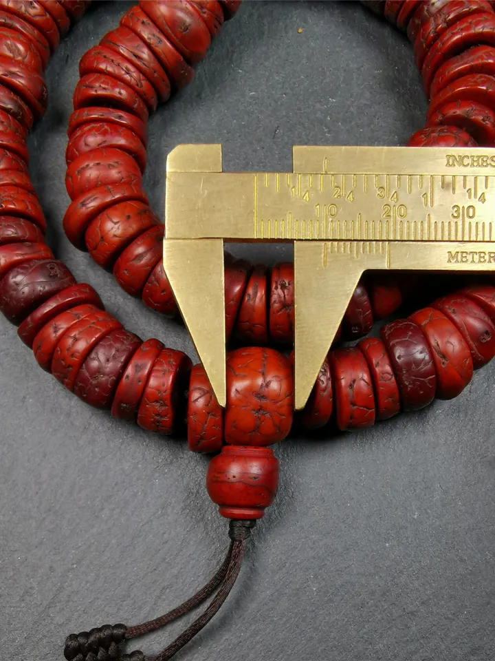 Gandhanra Antique 108 Bodhi Beads Mala,Old Prayer Beads Necklace,Diameter 14mm,Circumference 44 cm
