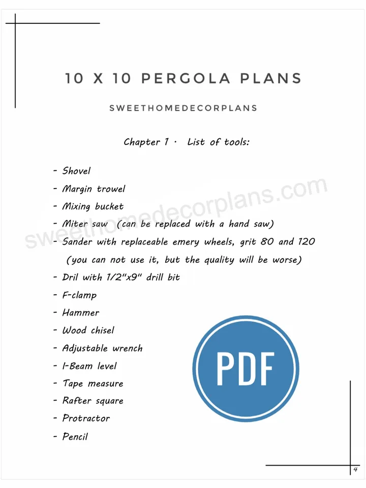DIY 10 x 10 pergola plans for patio pdf. Outdoor wooden pergola plans. Backyard square garden modern gazebo plans.