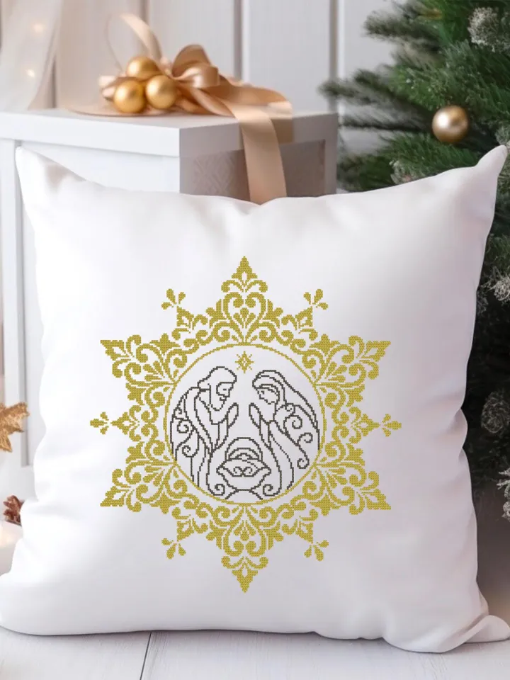 Nativity scene cross stitch pattern PDF download Mandala cross stitch chart, Religious christmas pattern digital PDF, Christmas decor #N146
