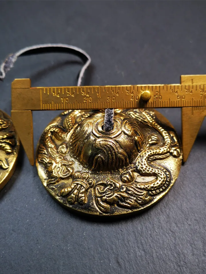 Gandhanra 6.5cm Tibetan Cymbals,Tingsha Bell,Buddhism Ritual Implement,Handmade in Nepal, 2 Dragon Pattern