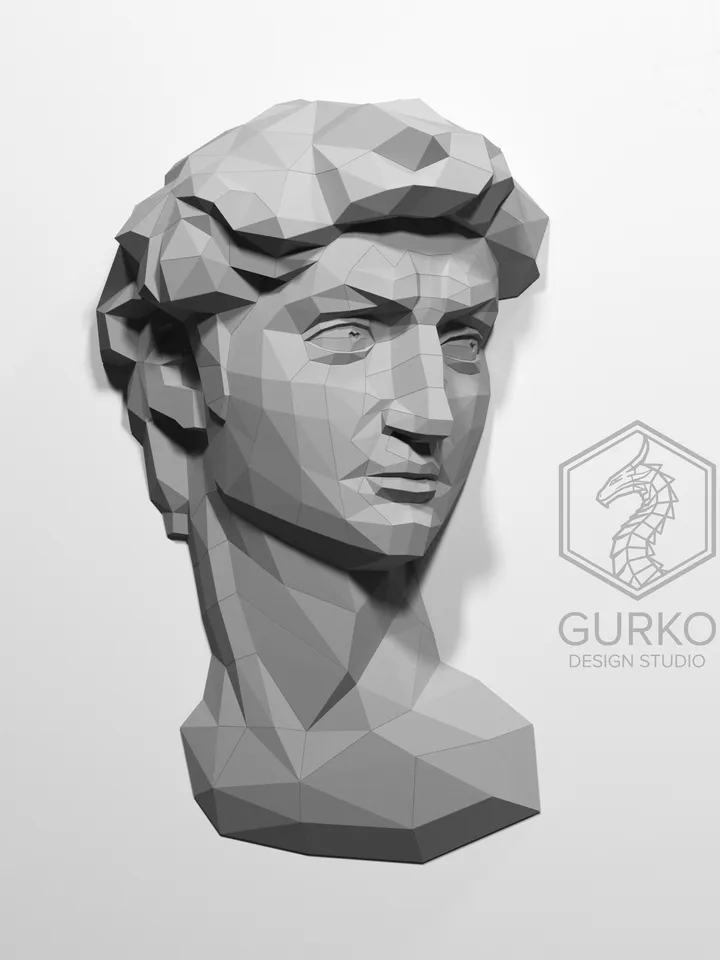 David Papercraft, Digital Template, PDF Download, Gurko, 3D Low Poly, Pepakura, DIY Origami Sculpture, Paper Decor, DIY Gift