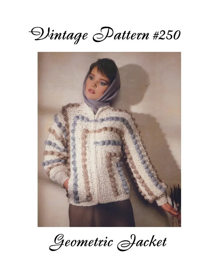 Vintage Crochet Pattern 250 Geometric Jacket Women