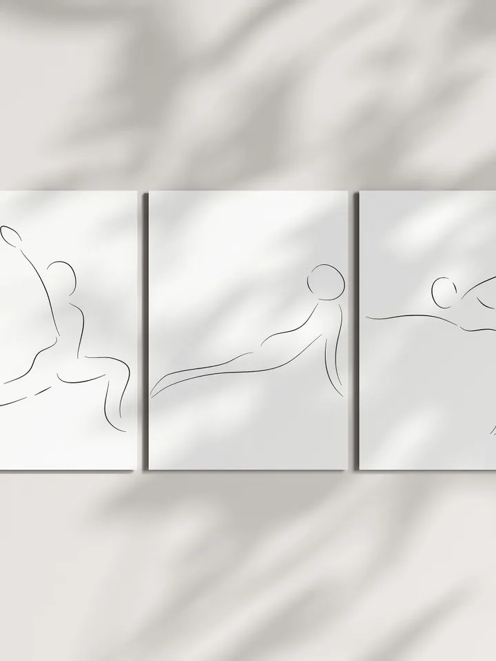 Set Of 3 Yoga Wall Art, Yoga Abstract Art, Yoga Wall Decor, Yoga Poster, Yoga Studio Decor, Yoga Pose Posters, Yoga Pose, Yoga Gift Ideas