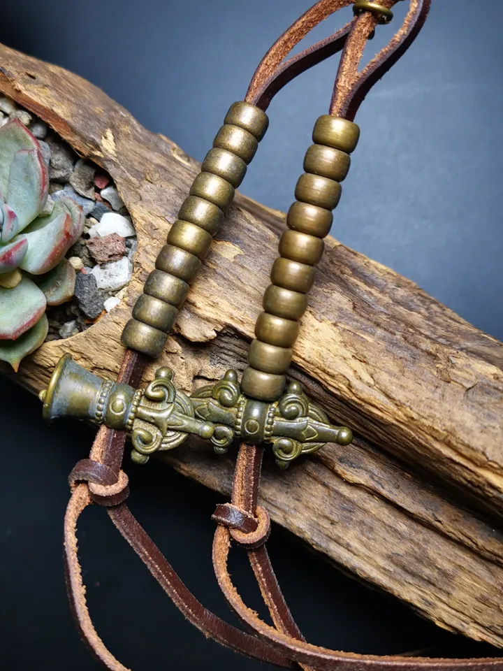Gandhanra Handmade Tibetan Buddhist Mala Counters,Prayer Bead Counters,Carved with Dorje and Vajra /  Kartika and Kila, Made of  Brass