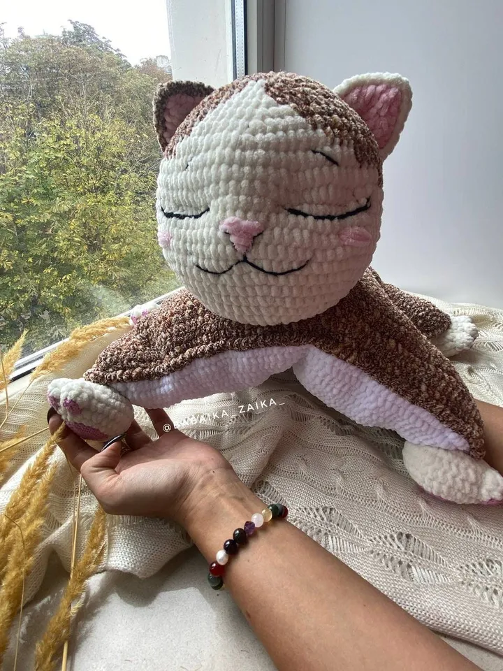 PDF Crochet Pillow Toy Pattern Marshmallow Kitty Amigurumi Plush Kitty Cute cat Amigurumi animal Crochet animal plush pattern Pillow pattern