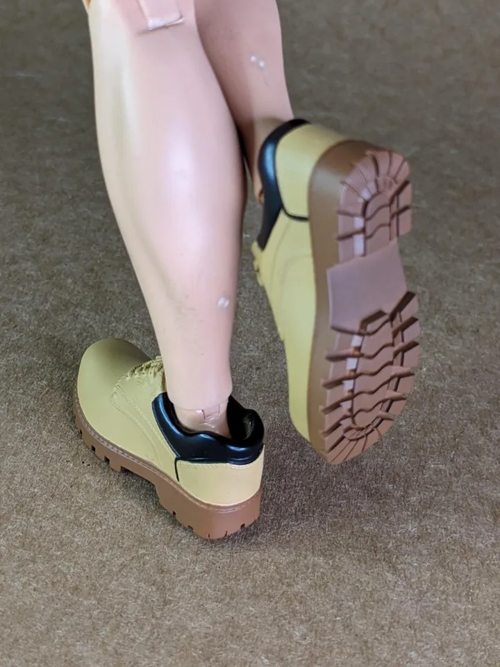 Classic mustard hiking low boots for 1/6 scale male dolls