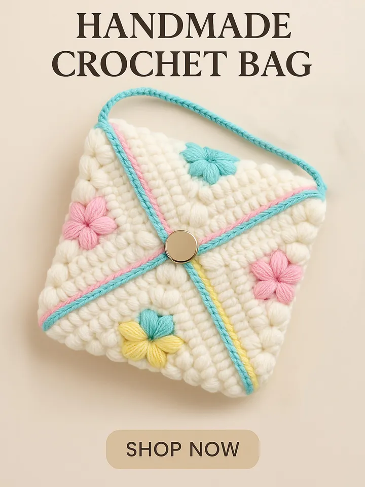 Pastel Flower Crochet Envelope Bag PDF Pattern โ DIY Soft Texture Crossbody Pouch Tutorial โ Colorful Yarn Purse Design