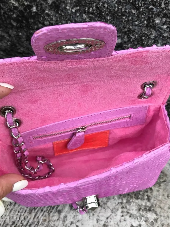 Pink Bag Genuine Python | Python Snake Baby Pink Women Classy Elegant Crossbody | Convertible Shoulder Bag | Summer Women Bag | Exotic Purse