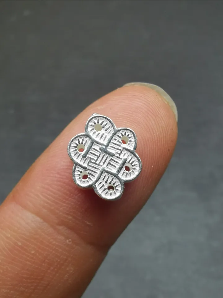 Gandhanra Handmade Tibetan Buddhist Mala Bead Pendant,Sterling Silver Lucky Knot Bead,Endless Knot Bead for Prayer Beads,Jewelry Accessories
