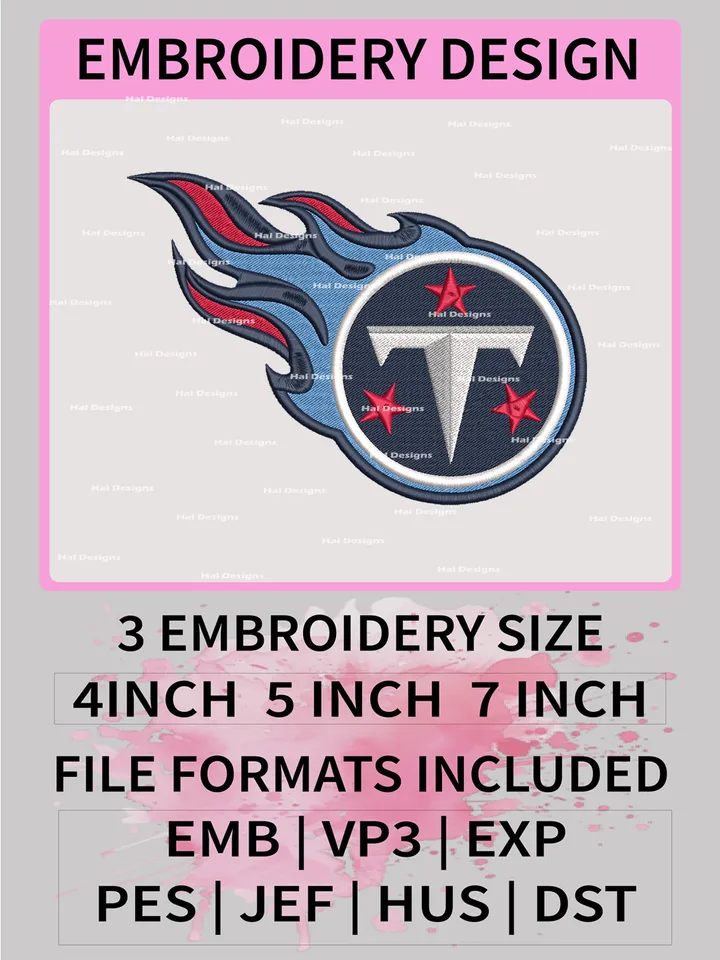 Tennessee Titans Embroidery Files, NFL Logo Embroidery Designs, NFL Titans, NFL Machine Embroidery Designs