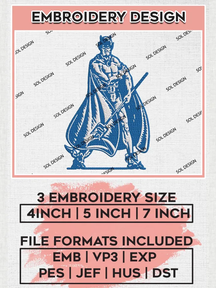 NCAA Duke Blue Devils Team Mascot Logo Embroidery Design Files, NCAA Duke Blue Devils Machine Embroidery, NCAA Teams, 3 sizes, NCAA Machine embroidery designs, Digital Download