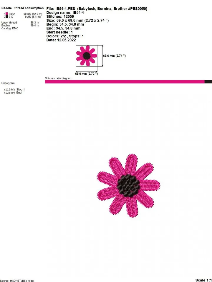 Free Standling Lace Сhrysanthemum Flower FSL Embroidery pattern Crochet motif 3D floral digital embroidery pattern