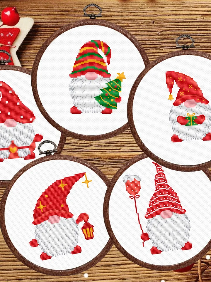 Set of 5 Christmas Gnomes Cross Stitch Pattern, Merry Christmas Cross Stitch Pattern, Christmas Decoration, Christmas Pattern #hld026