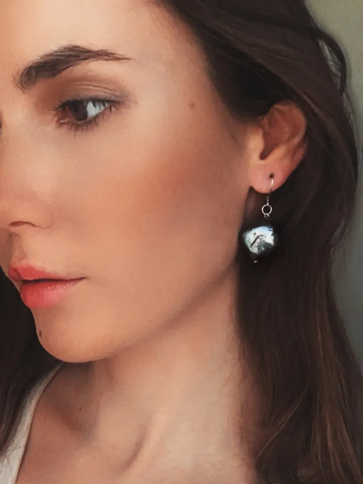 Pearl earrings, Baroque pearl earrings, Small earrings, Black pearl earrings, Earrings for the bride, Wedding earrings