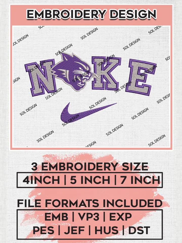 Nike Abilene Christian Wildcats Machine Embroidery Design, NCAA Abilene Christian Wildcats Embroidery Design files, NCAA Logo Embroidery Designs, NCAA Machine Embroidery Designs, Digital Download