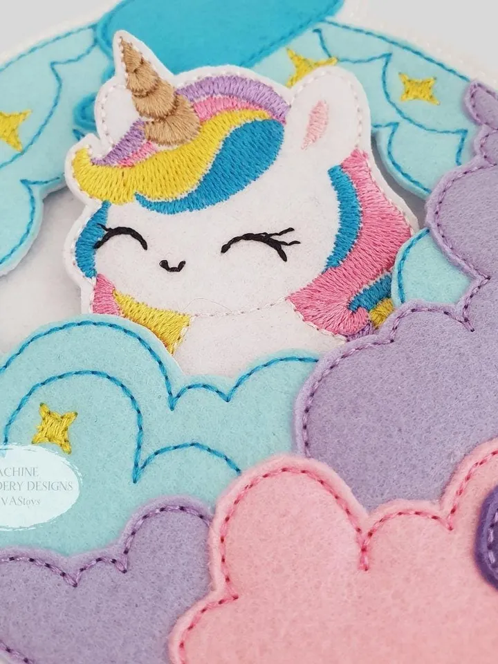 ITH Unicorn Purse Embroidery Pattern PDF & Game Guide, Felt Magical Handbag Design, Toddler Girl Toy 5x7 File