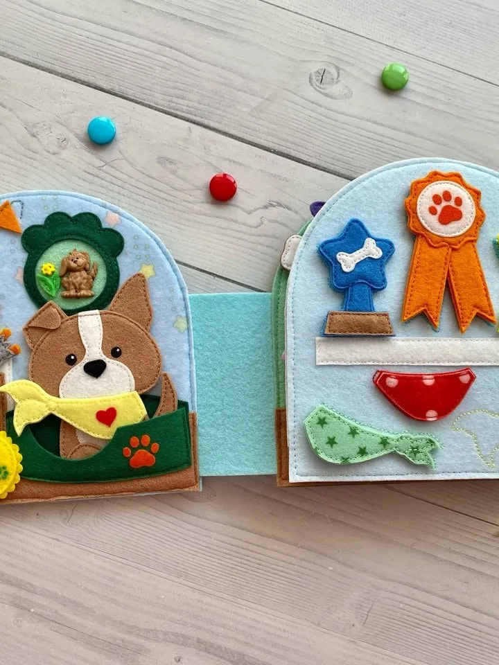 Felt Dog house pattern pdf, Quiet book Dollhouse pattern, Pet Felt book pattern svg, Felt dog Pattern, Busy book pattern for girl