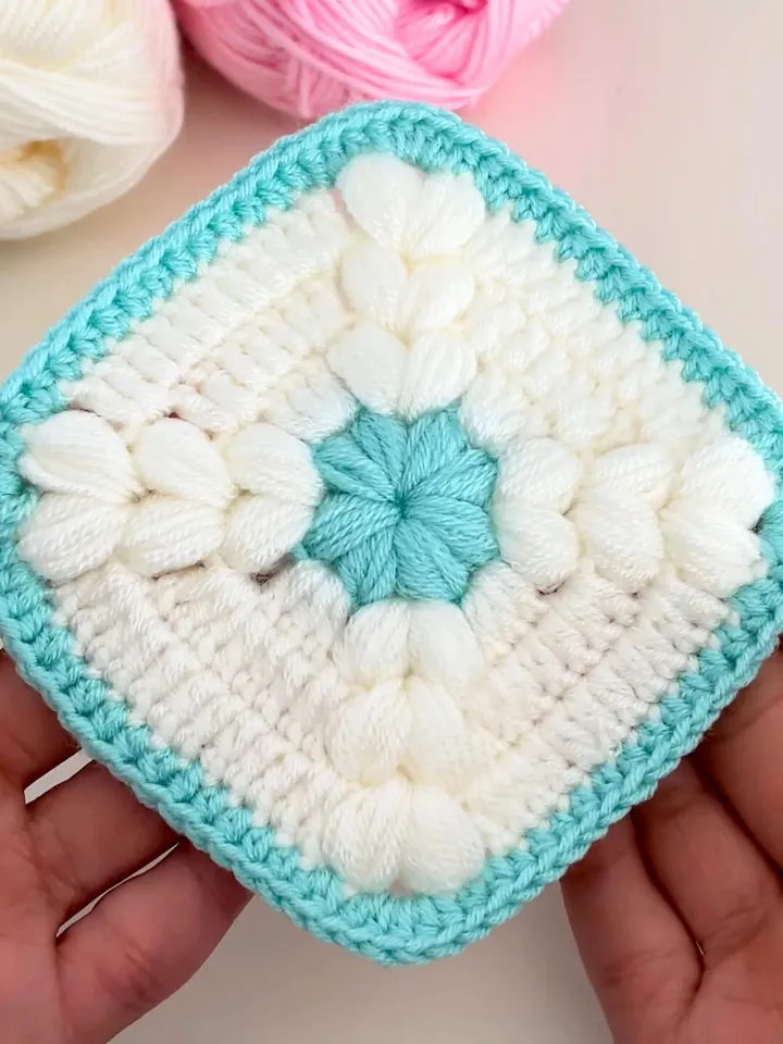 Crochet Granny Square Motif Pattern - Easy Puff Stitch Pattern - Baby Crochet Pattern