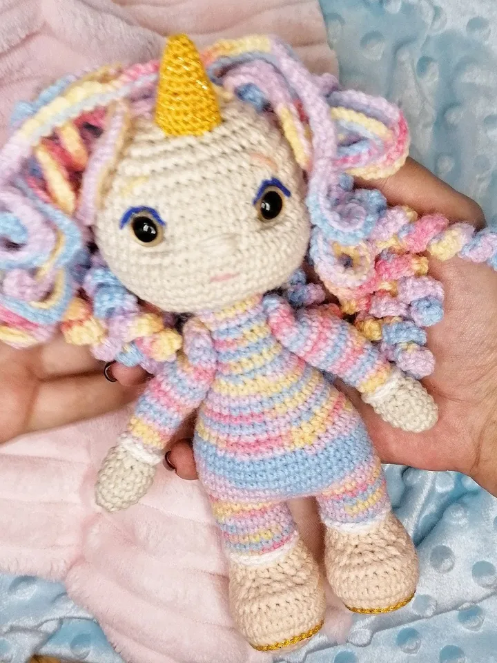 PDF Unicorn Doll crochet pattern, Crochet doll pattern, amigurumi small doll, Amigurumi unicorn, Cute doll amigurumi pattern