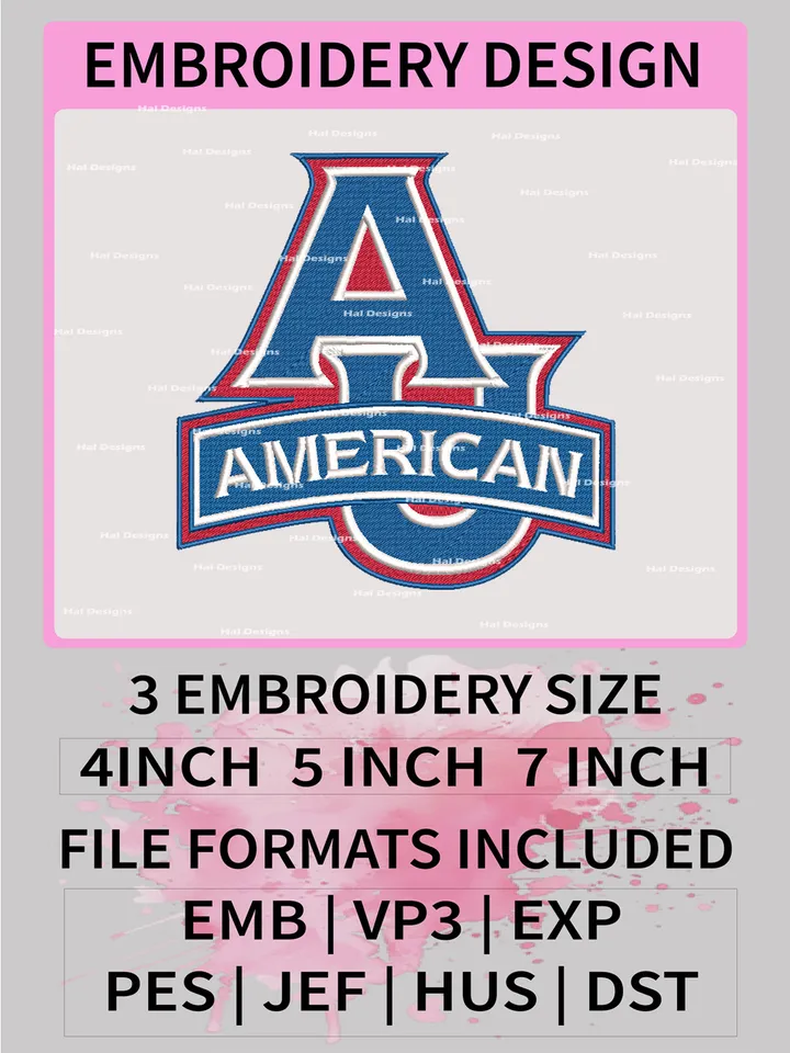 NCAA American University Eagles Embroidery File, 3 Sizes, 6 Formats, NCAA Machine Embroidery Design, NCAA Logo, NCAA Teams