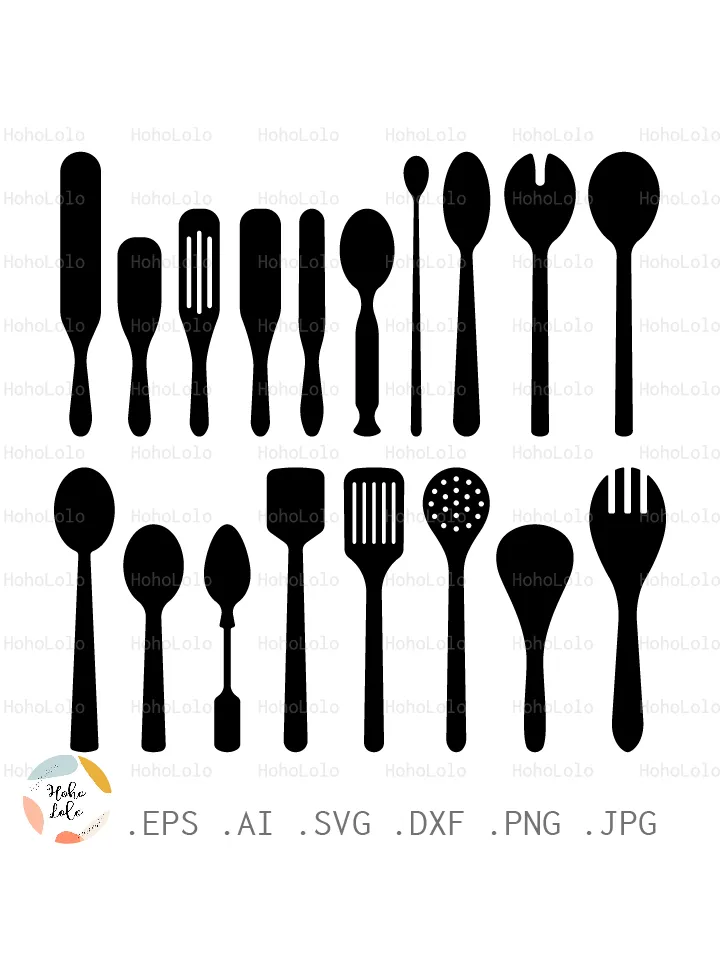 Wooden Utensils Svg, Wooden Utensils Silhouette, Wooden Utensils Cricut, Wooden Utensils Stencil, Wooden Utensils Templates Dxf, Wooden Utensils Clipart Png