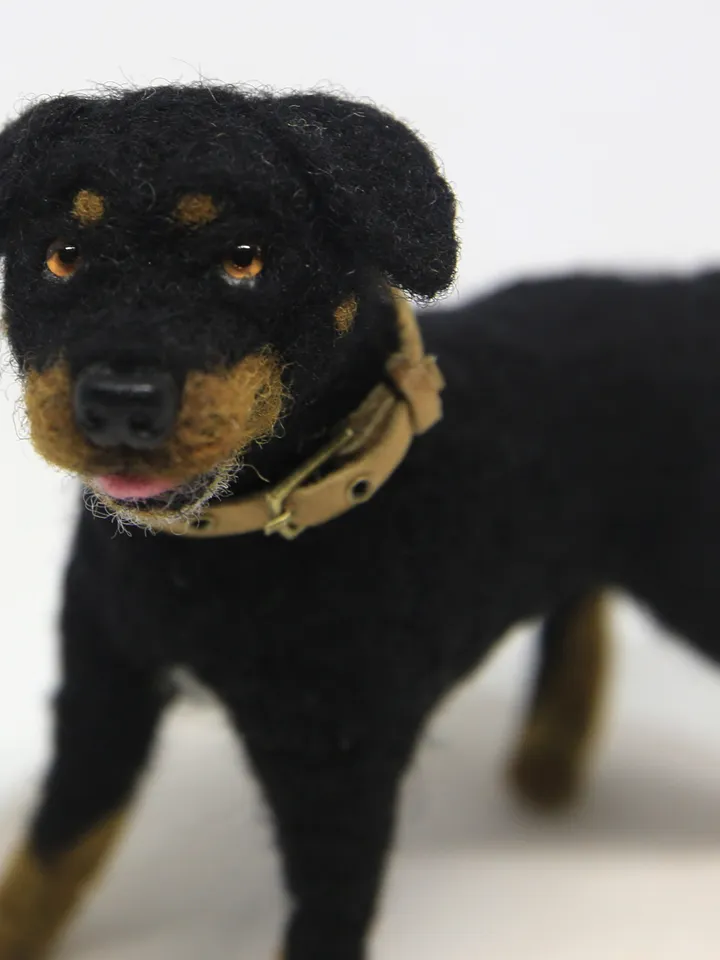 Needle Felting Animals Tutorial Plush Dog Pattern Needle felted Realistic Dog Felt Toy Soft Pet Sculpture Miniature animals Rottweiler Dog