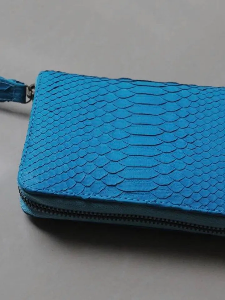 Genuine python skin turquise wallet | Small coin purse | Exotic leather wallet | Gift for her | Snakeskin designer wallet summer colour