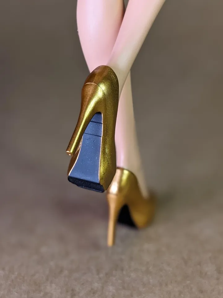 Gold heels shoes for fashion female dolls (Color Infusion, MH)