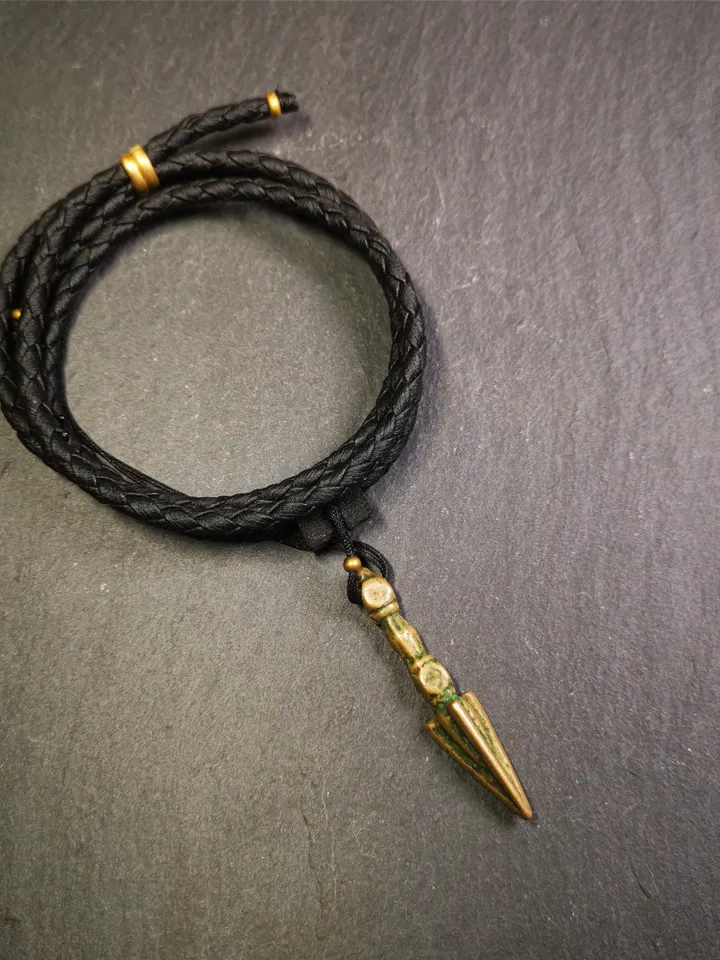 Gandhanra Vintage Tibetan Amulet ,Kila(Dorje Phurba) , Trantic Buddhism Ritual Implement Pendant,Made of Brass,1.96"