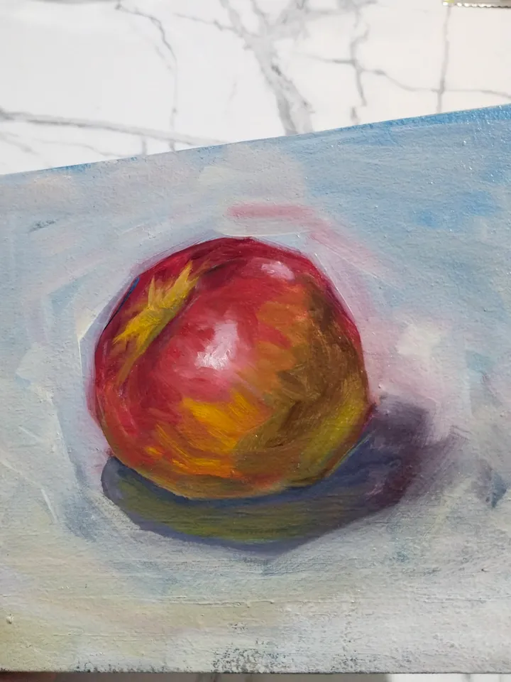 Apple oil painting Fruit miniature art small fine art on panel