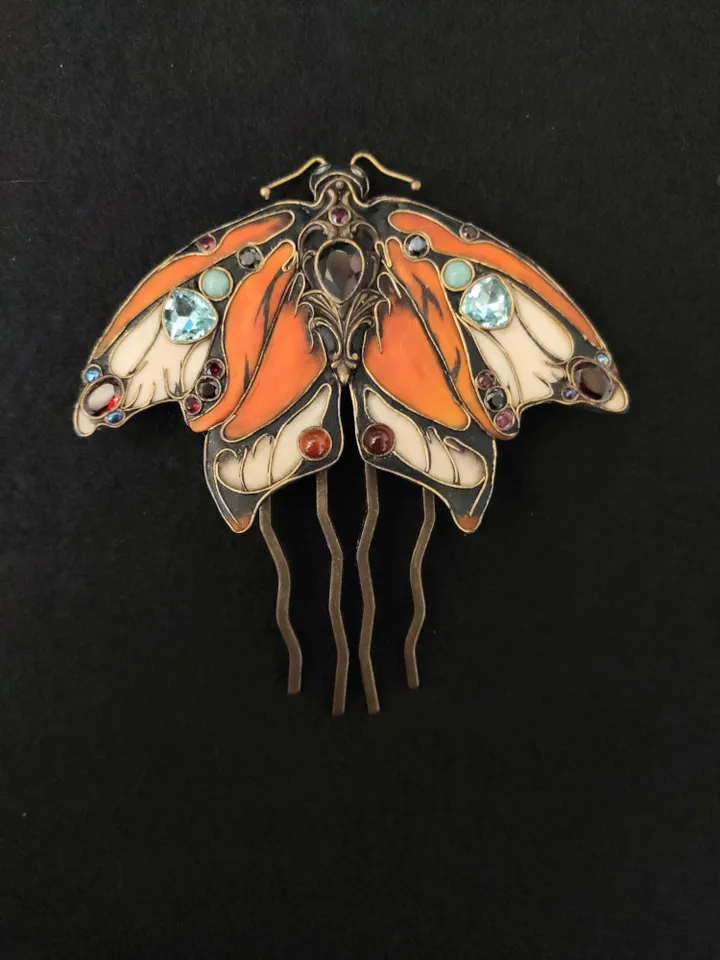 Large Orange Monarch Butterfly pin, Large Butterfly hairpin, summer hairpin