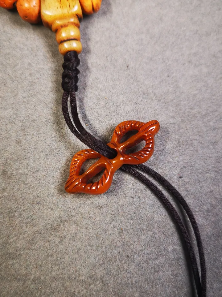 Gandhanra Tibetan Yak Bone Carved Vajra Amulet for Prayer Bead,Mala Pendant