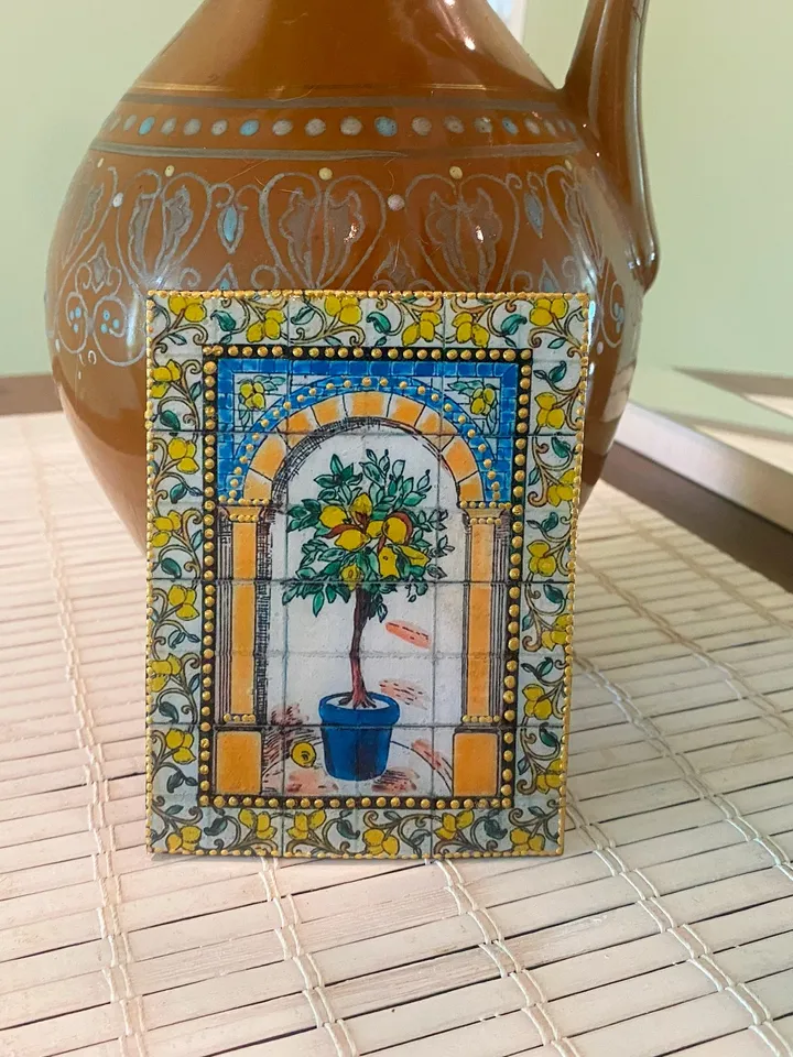 Panel for a dollhouse. 1:12. Painting for a doll. Dollhouse accessories. Tiled panel.