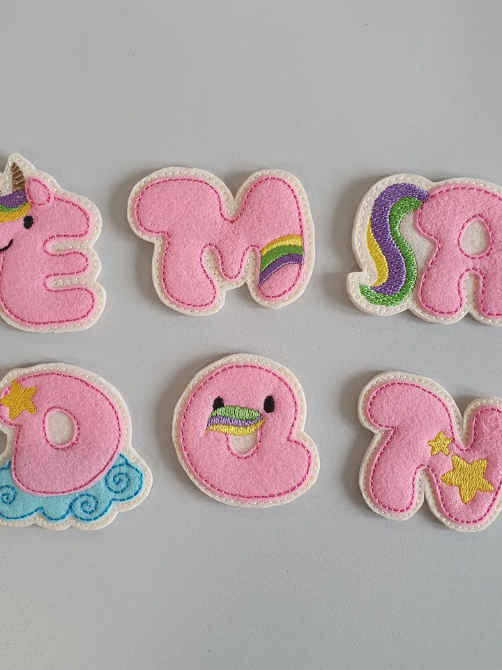 ITH Unicorn English Alphabet Embroidery Design Set, Felt Letters for Learning Pattern, 4x4 Hoop Digital File