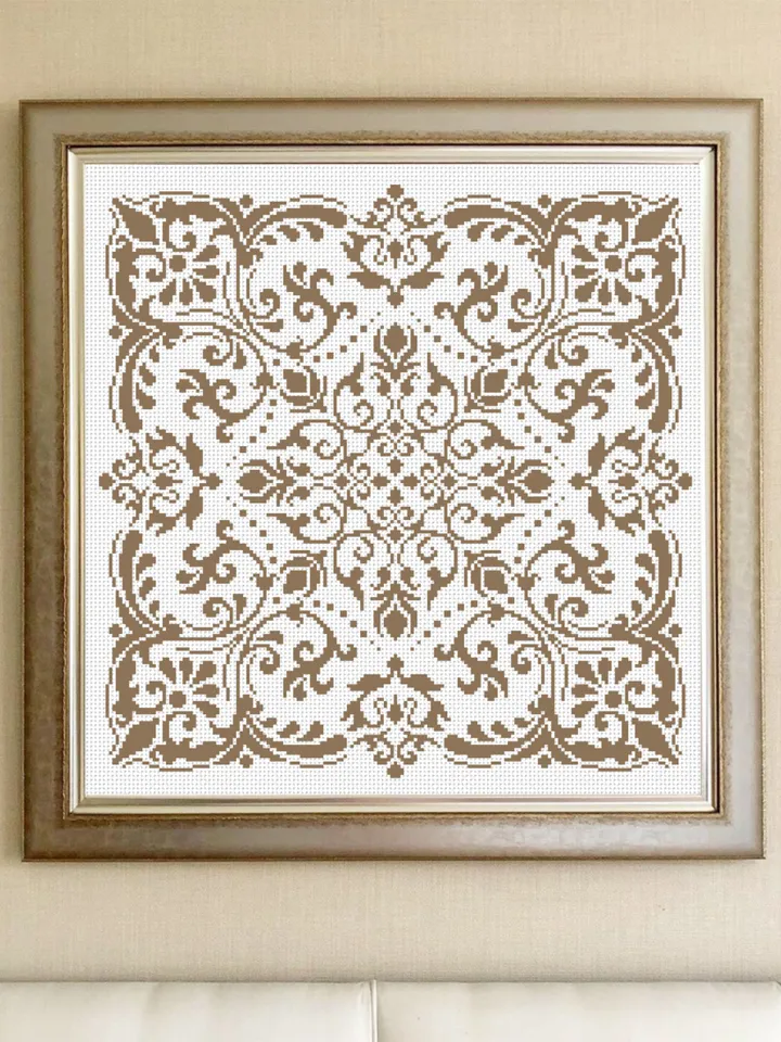 Vintage mandala cross stitch pattern PDF download Square ornament cross stitch chart, Victorian gothic mandala, Vintage pattern PDF #M206