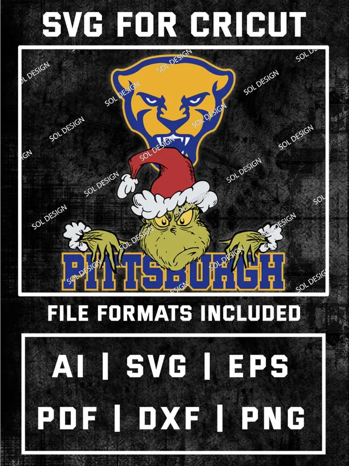 Grinch Pittsburgh Panthers SVG, NCAA College Team SVG Design, NCAA Pittsburgh Panthers SVG, NCAA Pittsburgh Team Cricut, Christmas Svg, Grinch svg, Digital Download