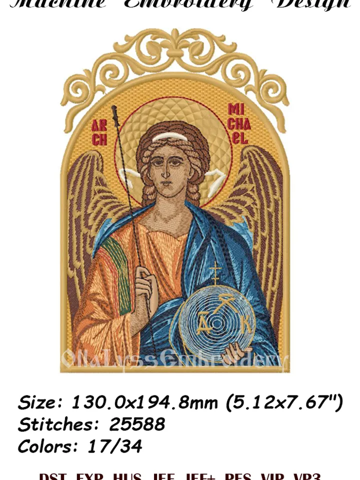 Archangel Michael embroidery design