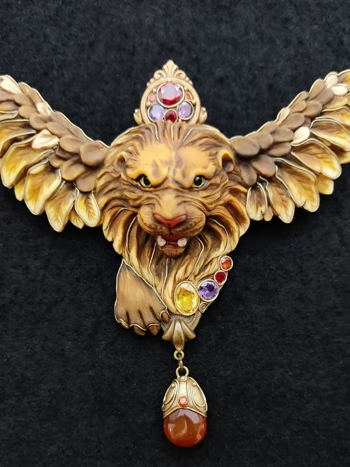 Saint Mark Lion brooch, Lion of Venice brooch, Winged Lion Jewelry, Lion brooch