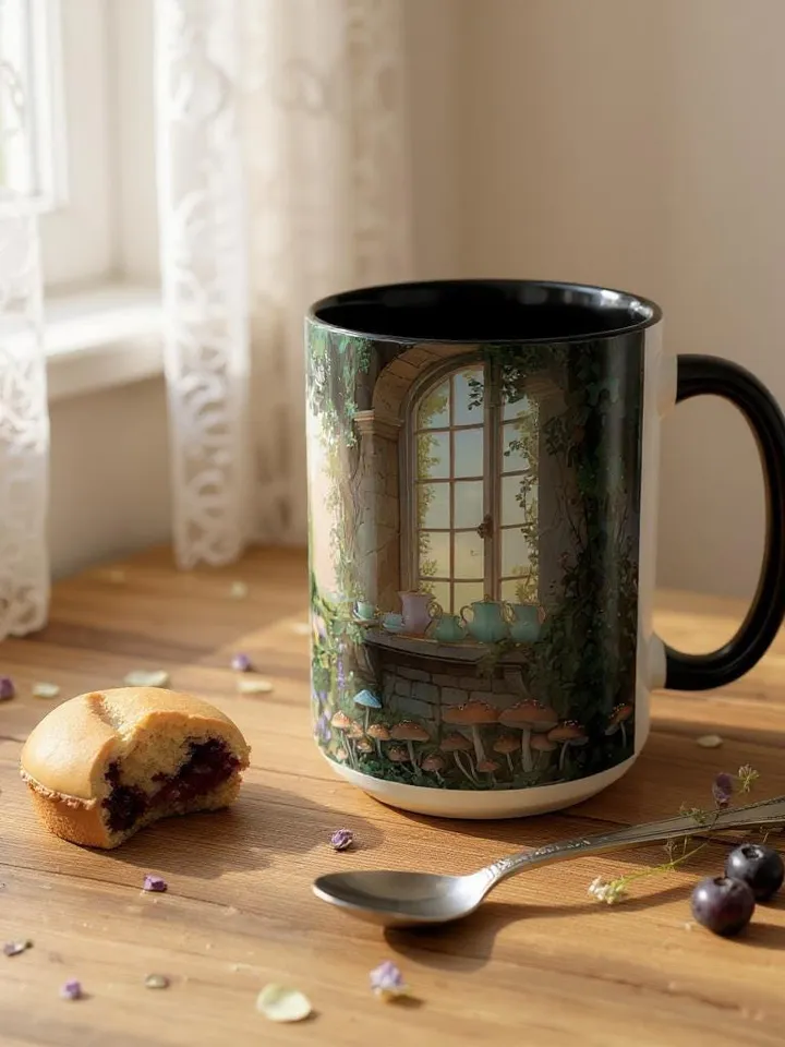 Chateaucore Floral Mug, French Cottagecore Tea Cup, Rustic Charm Coffee Cup, Vintage Farmhouse Gift, Wildflower Kitchen Decor, Gift For Her