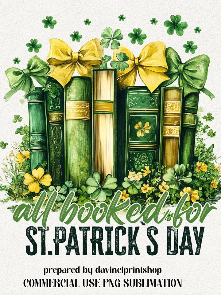 All Booked For St. Patrick's Day Png, Coquette St Patty's Day png, Lucky png, Retro St Patricks Day PNG, Book Lover png, Irish png, Retro